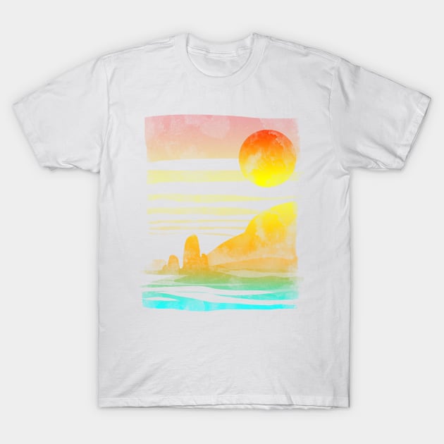 landscape painted with tea-white version T-Shirt by kharmazero